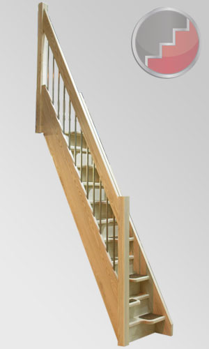 Ash 40 spacesaver staircase (with optional handrail and carpet inserts)