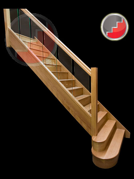 Houston Oak Glass Staircase - side view